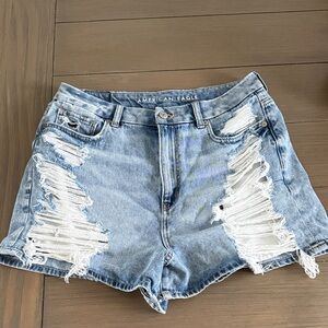 American Eagle Outfitters Faded Blue Distressed Denim Shorts